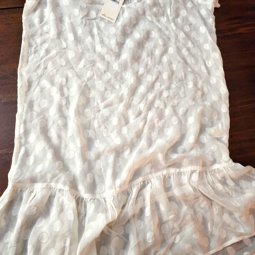 Ella Moss - Cream Polka Dot Sheer Blouse/Dress